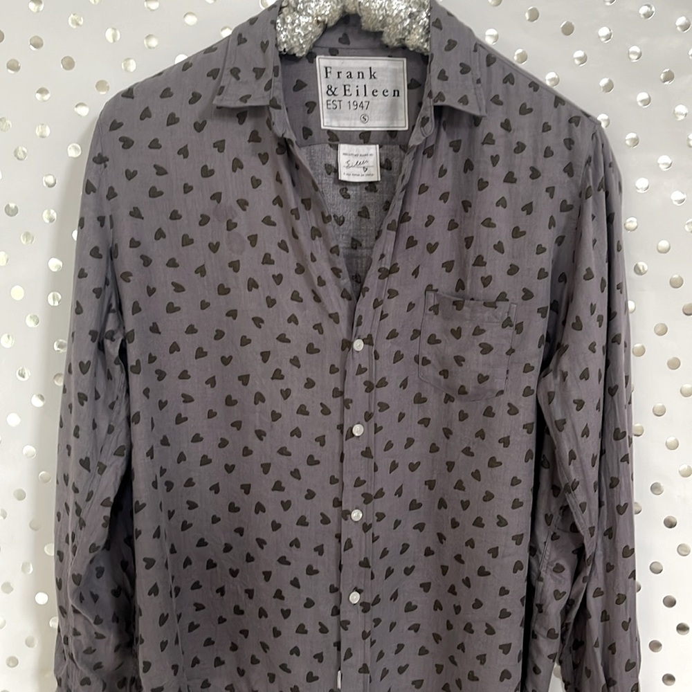 Frank & Eileen Gray Heart-Print Button-Down Shirt - Picture 6 of 10